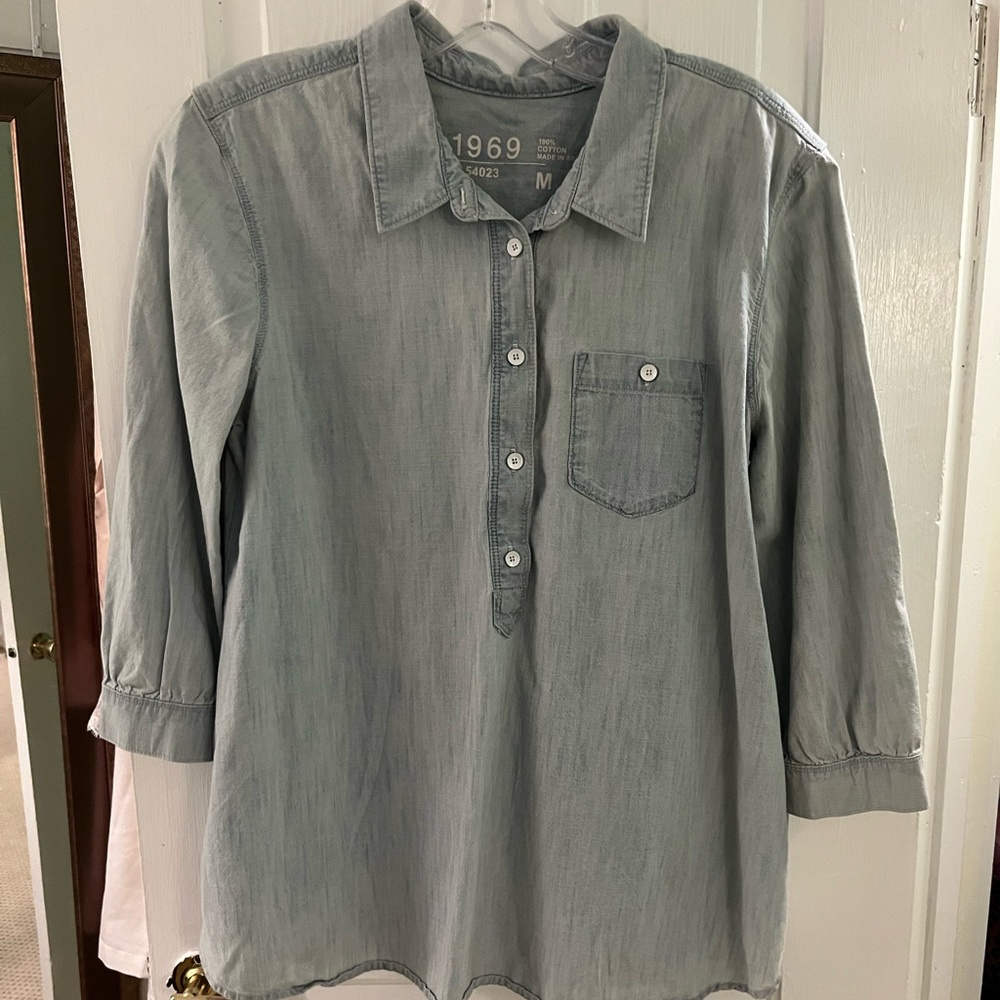 Gap 3/4 Sleeve Chambray Tunic